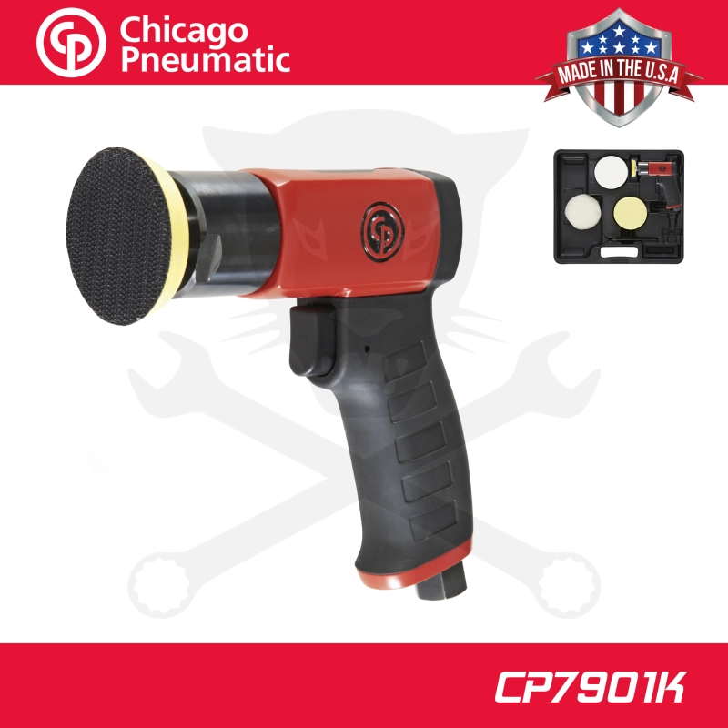 Levegős polírozógép 75 mm 3" - 2.5 m/s2 MINI + polírtárcsák - Chicago (CP7201P)