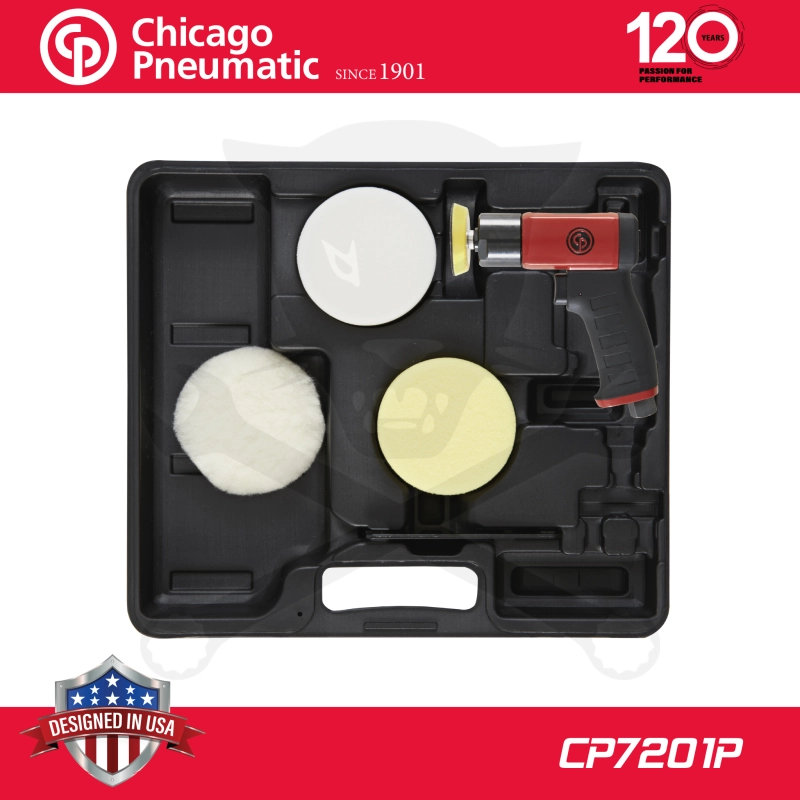 Levegős polírozógép 75 mm 3" - 2.5 m/s2 MINI + polírtárcsák - Chicago (CP7201P)