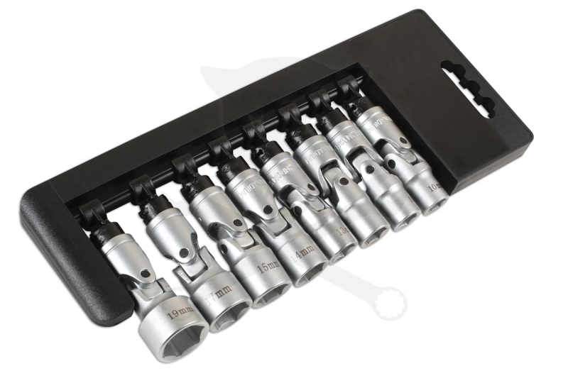 Dugókulcs - crowafej készlet 3/8" 6 lapú CSUKLÓS 8 db-os 10-19 mm -TS20
