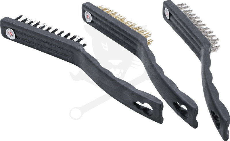 Drótkefe készlet 225 mm 3 db-os acél + réz + műanyag - Kraftmann