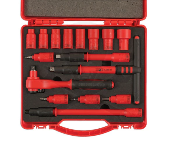 Dugókulcs készlet VDE 1000 V Szigetelt/Hibrid szerszám készlet3/8" 16 db-os