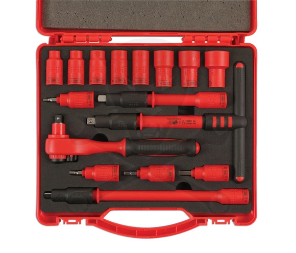Dugókulcs készlet VDE 1000 V Szigetelt/Hibrid szerszám készlet3/8" 16 db-os