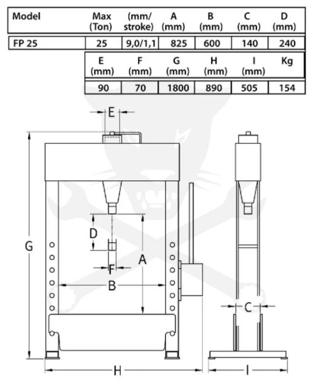 Prés 25 t hidro-pneumatikus lábpedálos - gyors dugattyú - Compac FP 25 G6