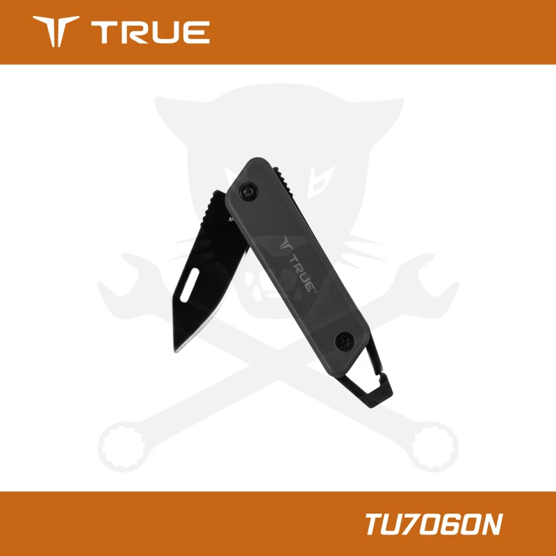 Vágókés, összecsukható Modern Keychain Knife - Fekete - True