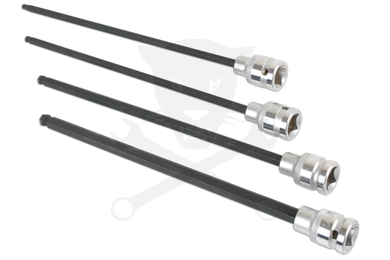 Rátűzőkulcs készlet 1/2" 4 db-os gömbvég extra hosszú 288 mm 5-6-8-10 mm