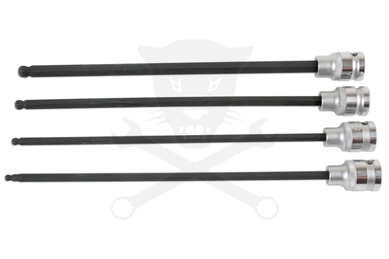 Rátűzőkulcs készlet 1/2" 4 db-os gömbvég extra hosszú 288 mm 5-6-8-10 mm