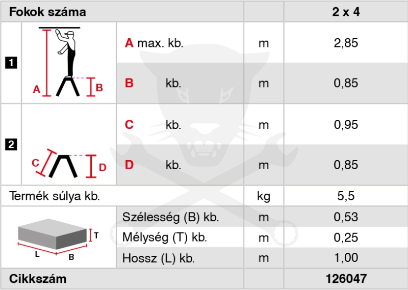 Fellépő ALU lépcsőfokos két oldalon járható 2x4 fok -Krause Monto TREPPO