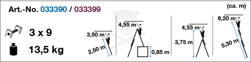 Létra ALU létrafokos sokcélú álló 3x 9 fokos - Krause CORDA
