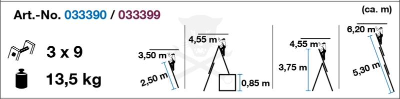Létra ALU létrafokos sokcélú álló 3x 9 fokos - Krause CORDA