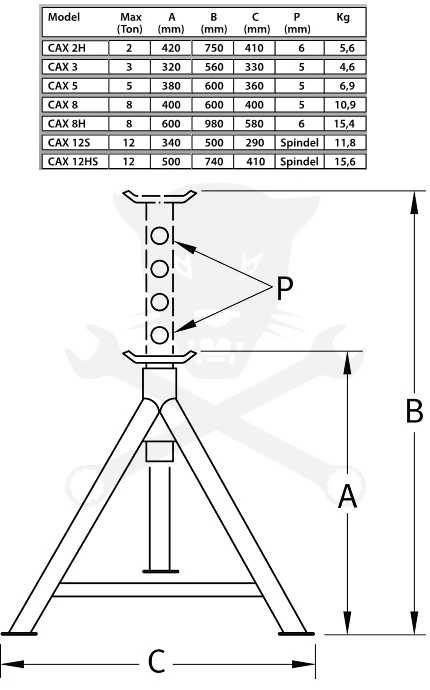 Szerelőbak  2 tonnás Extra Magas 425 - 685 mm - Compac - 1 darab