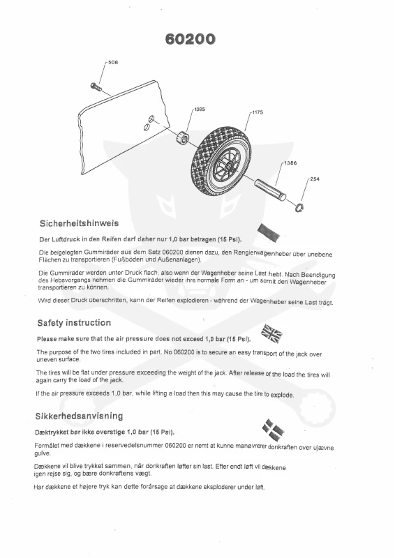 Kiegyensúlyozó gumikerék szett 4-5-6-10-12-15-20 tonnás Compac emelőkhöz