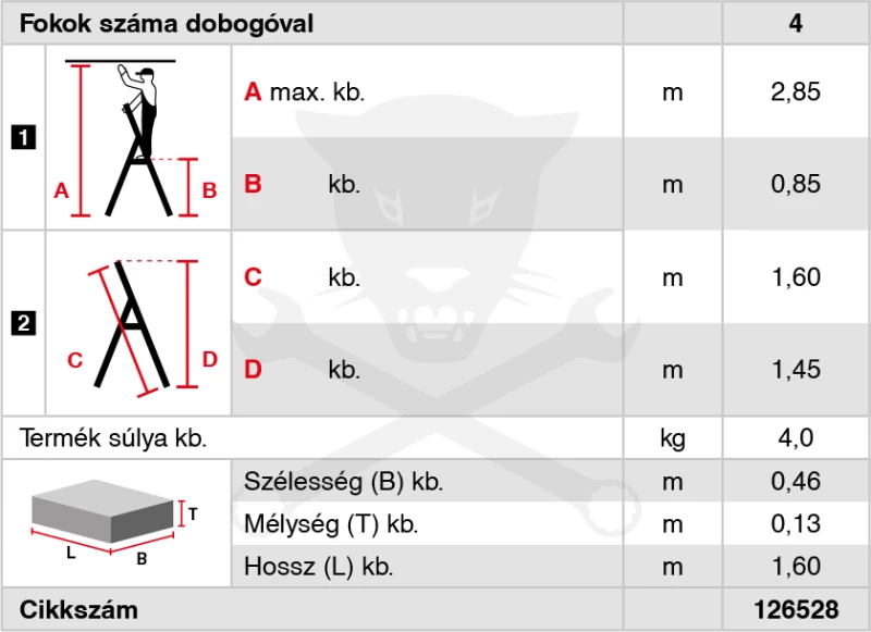 Létra ALU lépcsőfokos álló 1x 4 fokos - Krause Monto SECURY