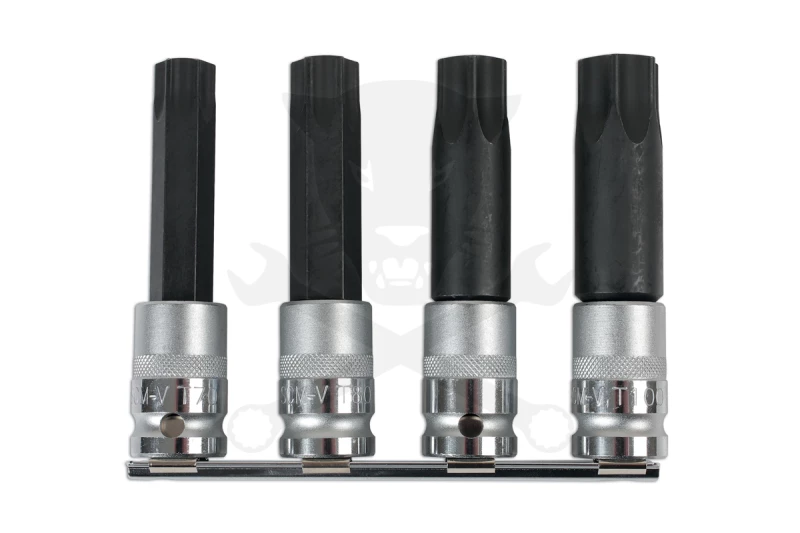 Rátűzőkulcs - crowa+bit készlet furatos torx 4 db  T70-T80-T90-T100