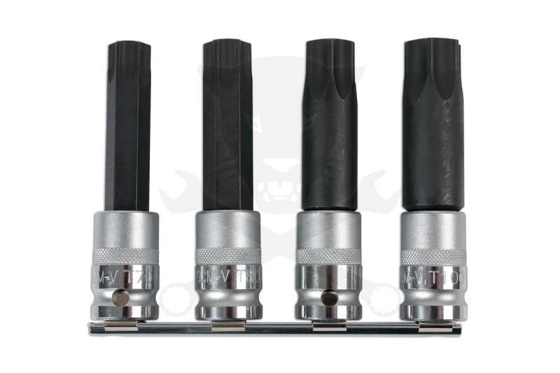 Rátűzőkulcs - crowa+bit készlet furatos torx 4 db  T70-T80-T90-T100