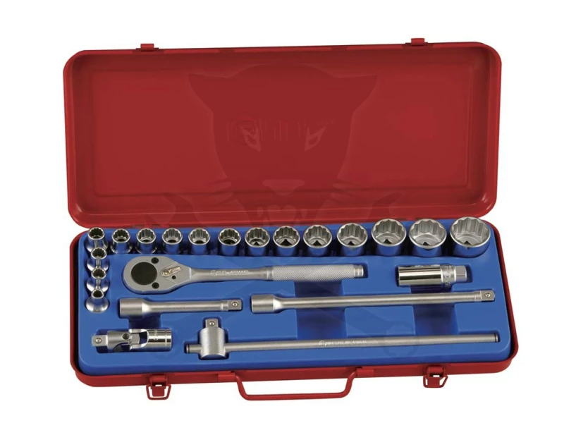 Dugókulcs készlet 1/2" 22 db-os 8-32 mm, 12 szögű Genius
