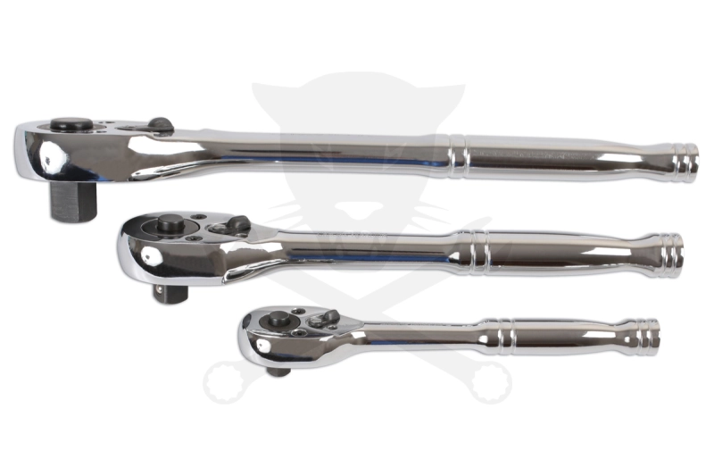 Crowa racsnis kulcs készlet 3 db-os nyomógombos 1/2"-3/8"-1/4"