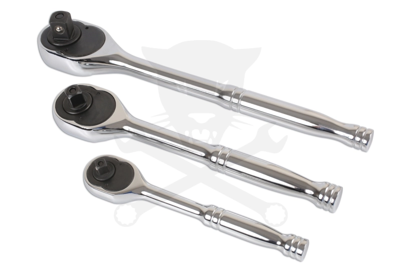 Crowa racsnis kulcs készlet 3 db-os nyomógombos 1/2"-3/8"-1/4"
