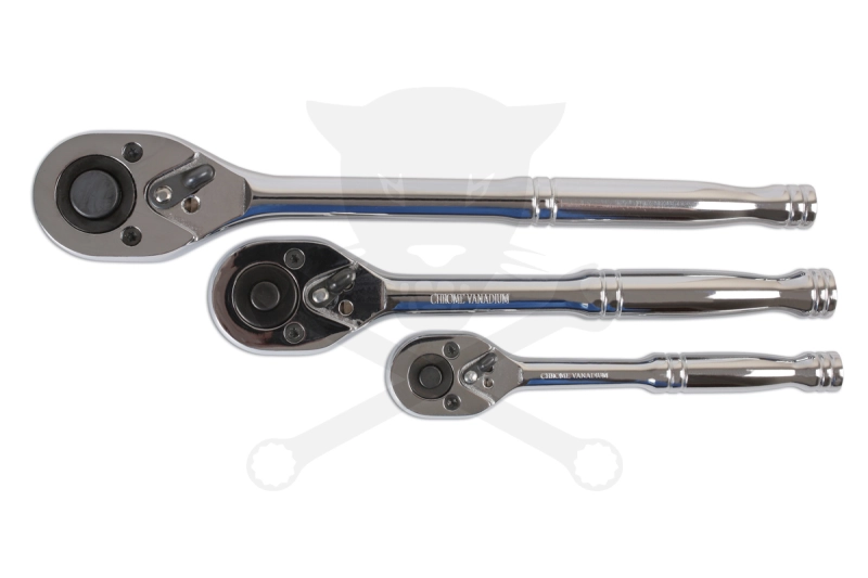 Crowa racsnis kulcs készlet 3 db-os nyomógombos 1/2"-3/8"-1/4"