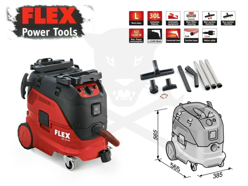 Porszívó, ipari 1400 W - 30 literes - FLEX (VCE 33 M AC)