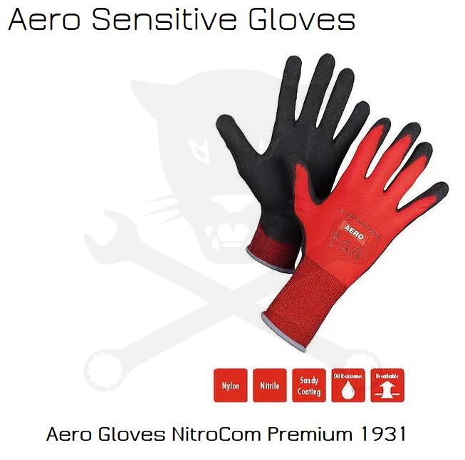 Kesztyű NitroCom 1931 premium piros AERO nitril 09-es L-es L/8