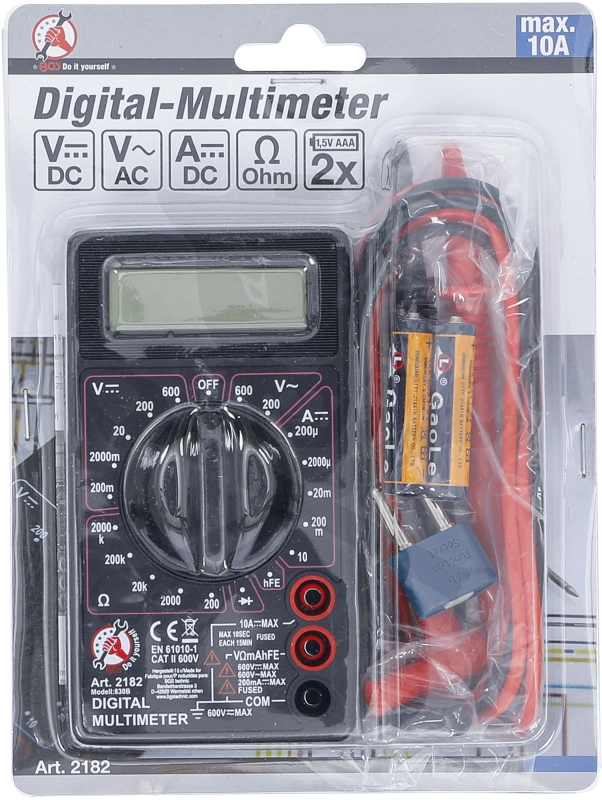 Multiméter, digitális DC 600 / AC 600V , 200 µA-10A DC áram - BGS