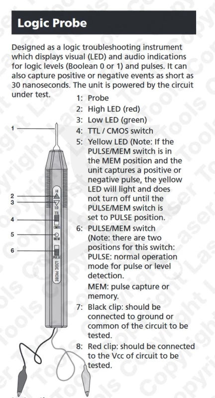Próbalámpa LED-es - LOGIKAI - 5-15V DC