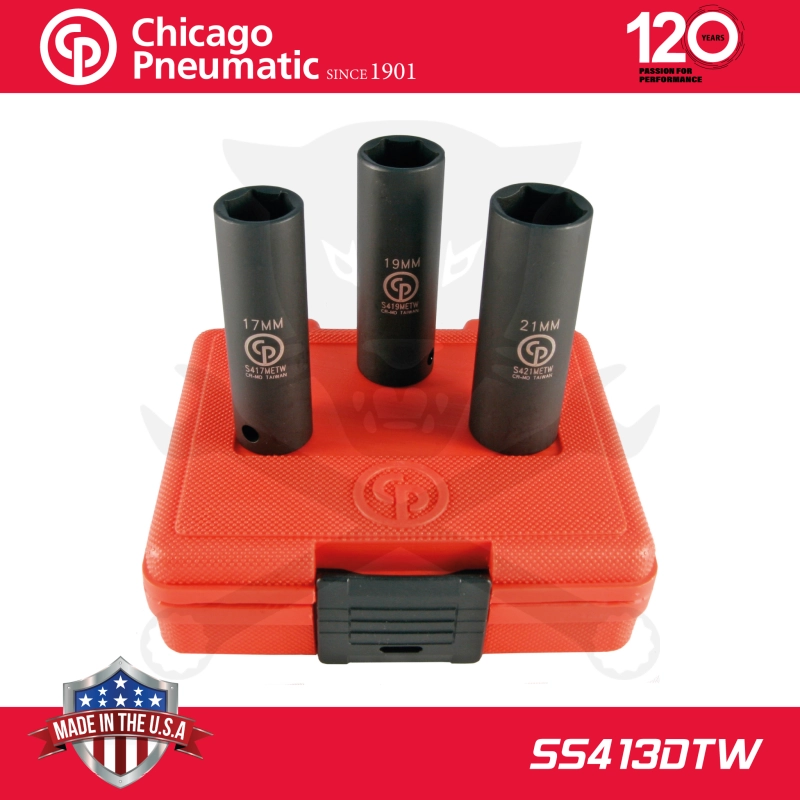 Légkulcsfej készlet 1/2"  3 db 17-21 mm metrikus hosszú 6 l. - Chicago