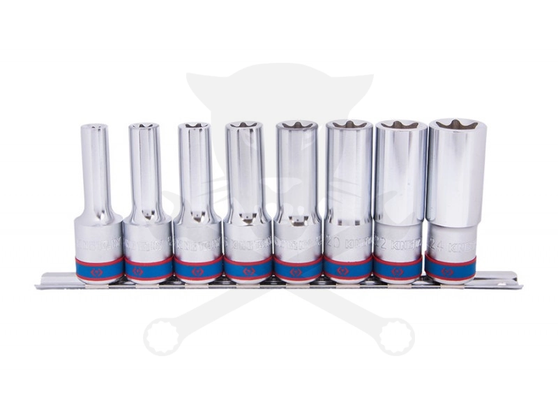 Dugókulcs - crowafej készlet 1/2" belső torx E10-E24 8 db-os