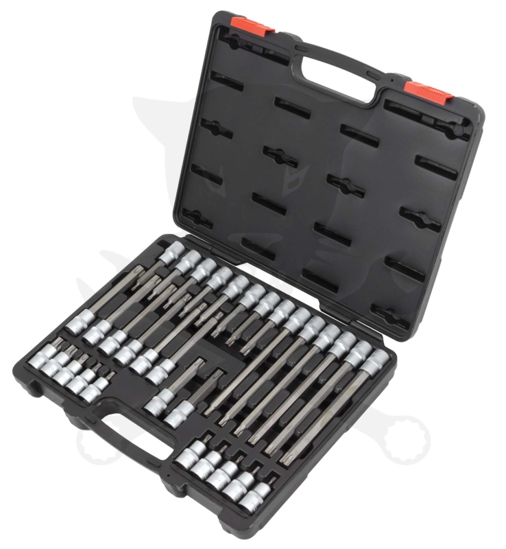 Rátűzőkulcs - crowa+bit készlet 1/2" 32 db-os Torx - Welzh