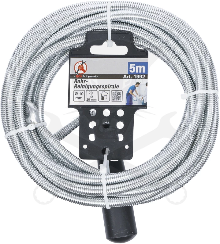 Csőtisztító spirál  5 méter x 10 mm - Fej átmérő: 20 mm - Kraftmann