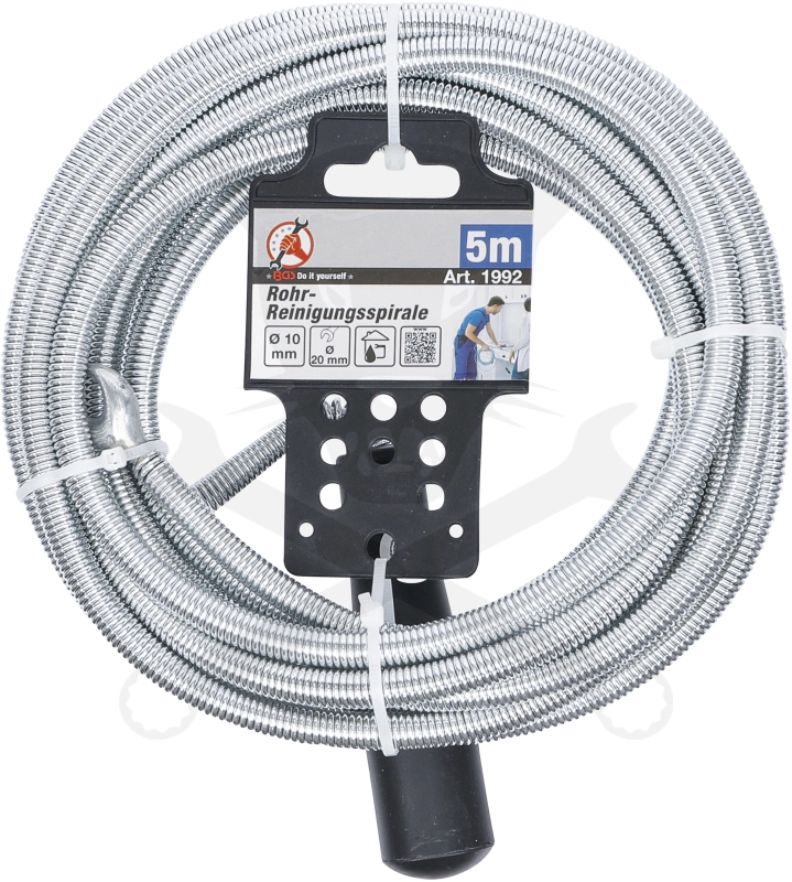 Csőtisztító spirál 5 méter x 10 mm - Fej átmérő: 20 mm - Kraftmann