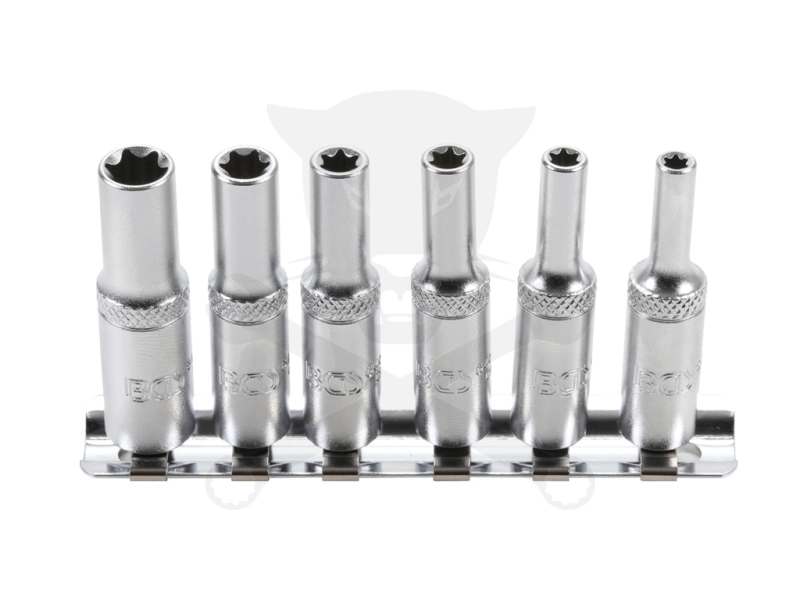 Dugókulcs - crowafej készlet 1/4" belső E-torx E4-E10 hosszú 6 db-os BGS