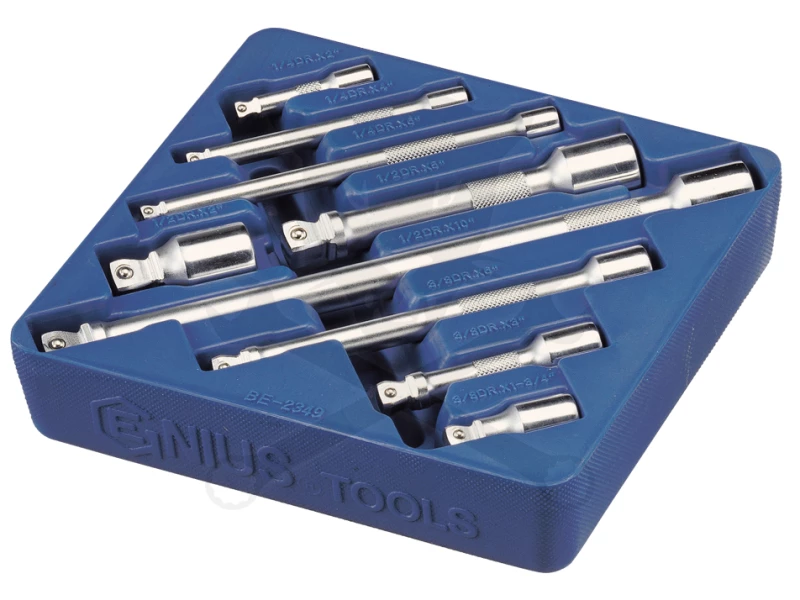 Tálcás Genius toldószár-billenős készlet 9 db-os 1/4 + 3/8 + 1/2" - 1/6