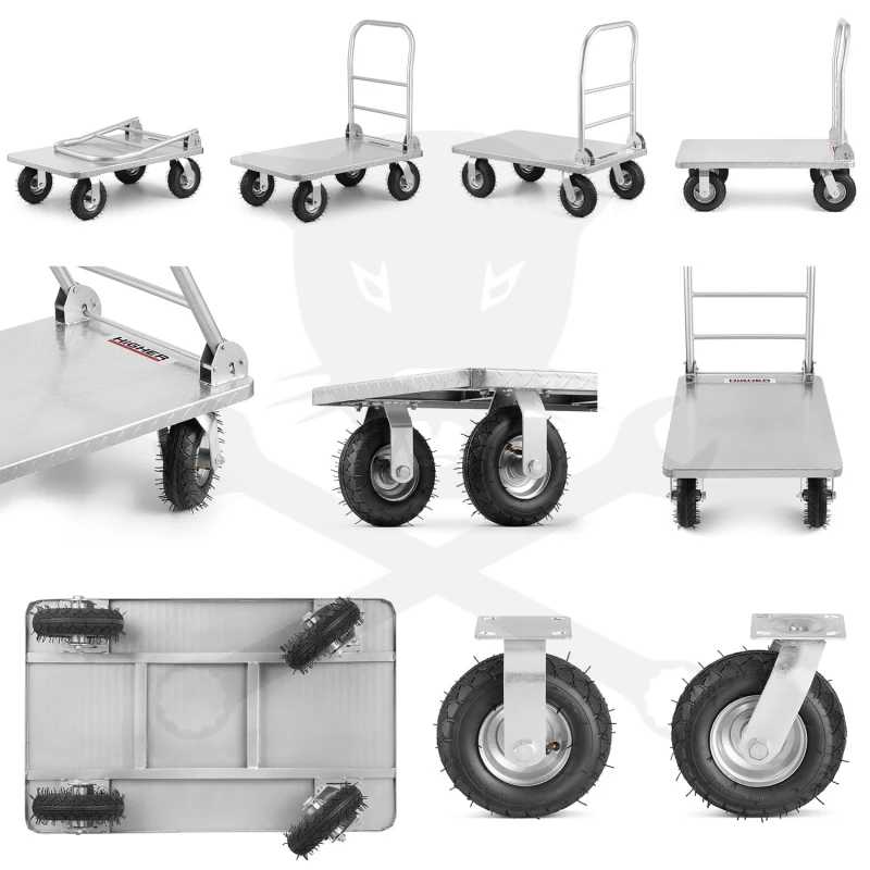Kézikocsi 500 kg terhelhetőség -összecsukható- Nagy kerekű -HEAVY DUTY