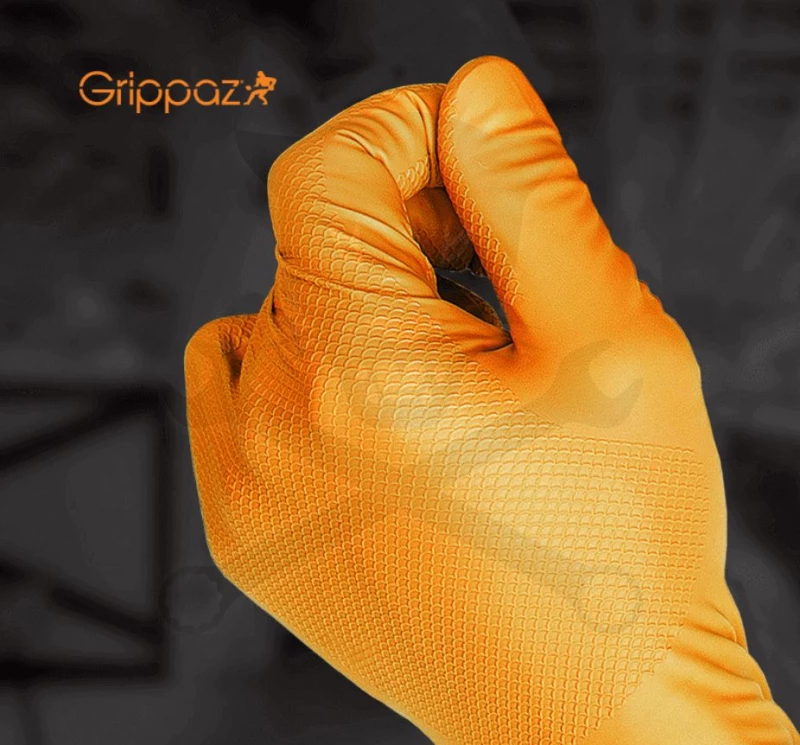 Kesztyű Grippaz 100% Nitril 10/XL - dobozos 50 db-os - NARANCS