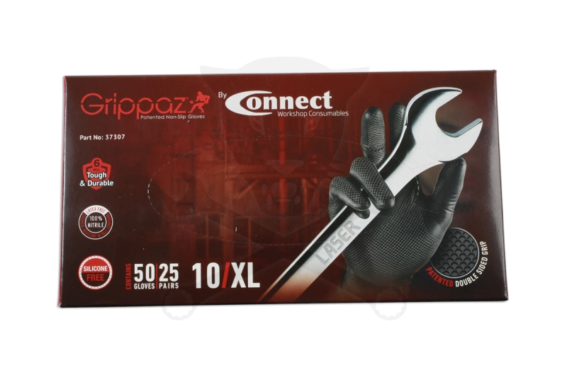 Kesztyű Grippaz 100% Nitril 10/XL - dobozos 50 db-os - FEKETE