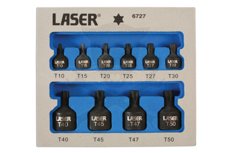 Rátűzőkulcs, gépi Torx T10-T50 10 db-os - extra alacsony