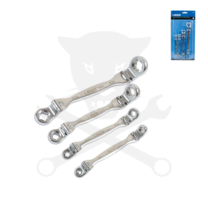 Torx csillagkulcs készlet 4 db-os csuklós - 8 méret: E6 - E24 - AT18