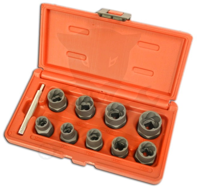 Csavarkiszedő készlet - sérült fejű csavarokhoz 9+1 db-os 10-19 mm 3/8"