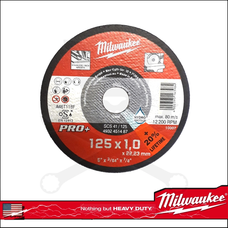 Vágókorong 125 x 1.0 x 22,23 mm PRO+ 80m/s INOX - Milwaukee -