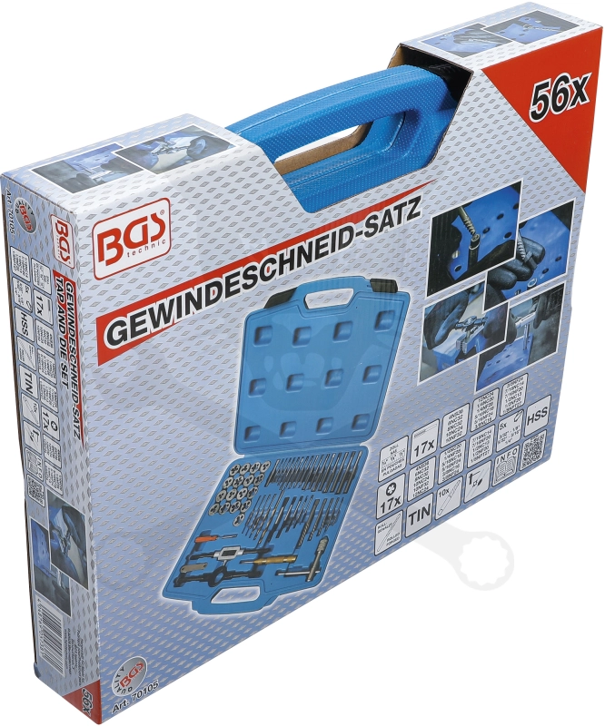 Menetfúró és menetmetsző készlet COLOS UNC+UNF (2,18-11,50 mm) 56 db-os