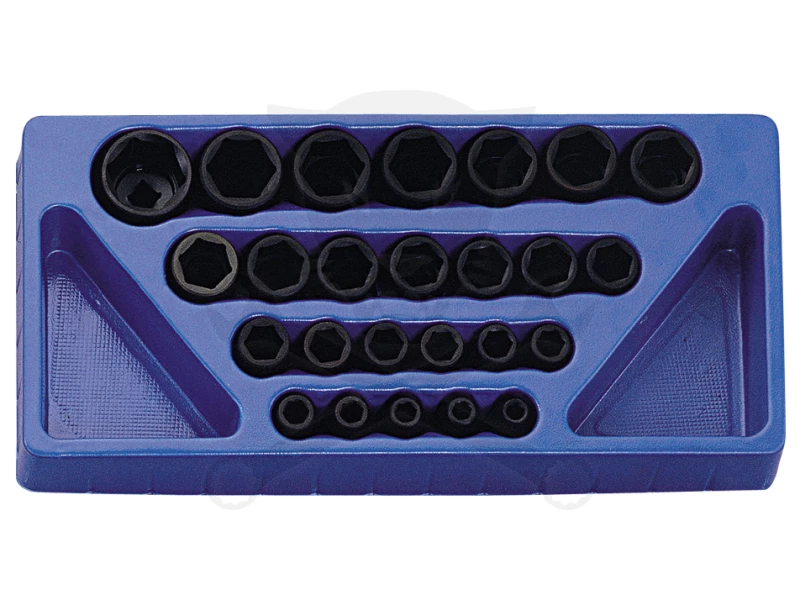 Tálcás Genius dugókulcs, gépi készlet 6 lapú normál 1/2" 25 db-os 1/3