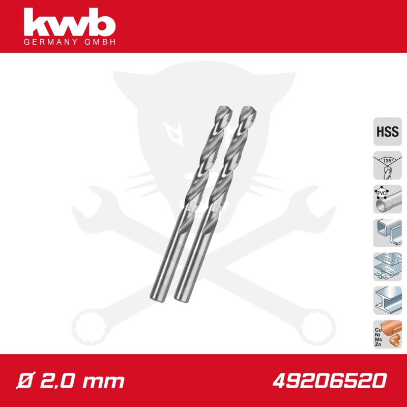 Csigafúró 2,0 mm HSS-G DIN 338 Silver Star, profi 2 db-os - KWB