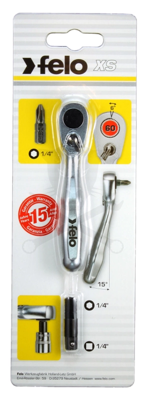 Racsnis hajtószár, mini - bit tartós 1/4" 60T - Felo