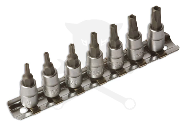 Bit készlet 5 ágú, lyukas-torx TS bit készlet 7 db-os 1/4" - Laser