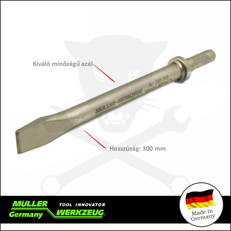 Vibro kalapács XL-hez 1 db Lapos Vésőszár  L300 mm - MÜLLER