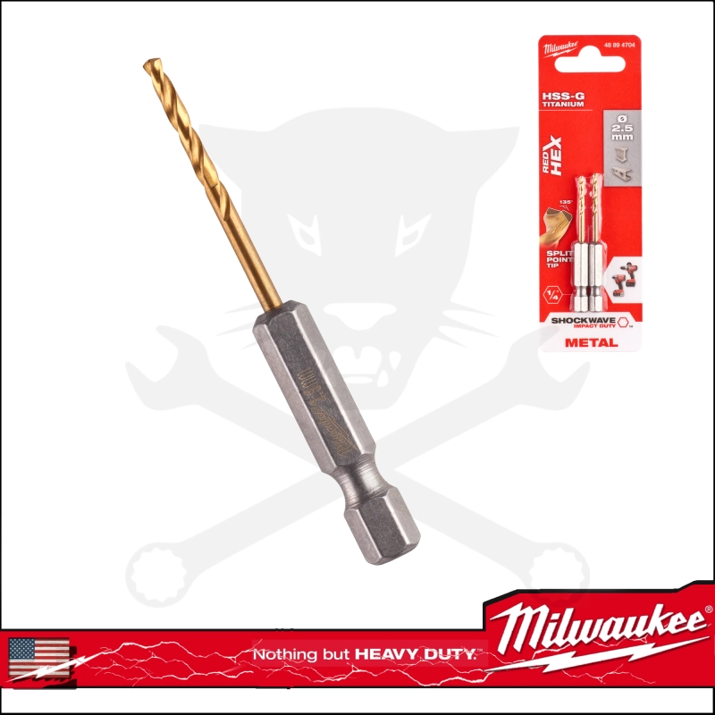 Csigafúró készlet HSS-G TiN 2.5 mm 2 db 1/4" RED HEX Milwaukee
