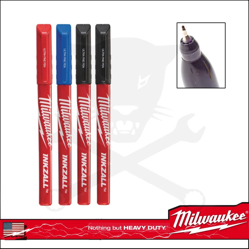 Jelölő filctoll, vékony 0.6 mm Milwaukee SZINES 4 db-os klt