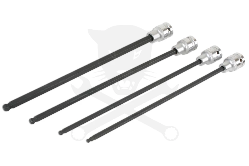 Rátűzőkulcs készlet 1/2" 4 db-os gömbvég extra hosszú 288 mm 5-6-8-10 mm