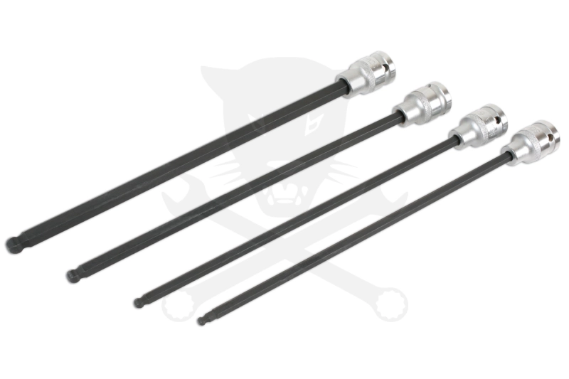 Rátűzőkulcs készlet 1/2" 4 db-os gömbvég extra hosszú 288 mm 5-6-8-10 mm